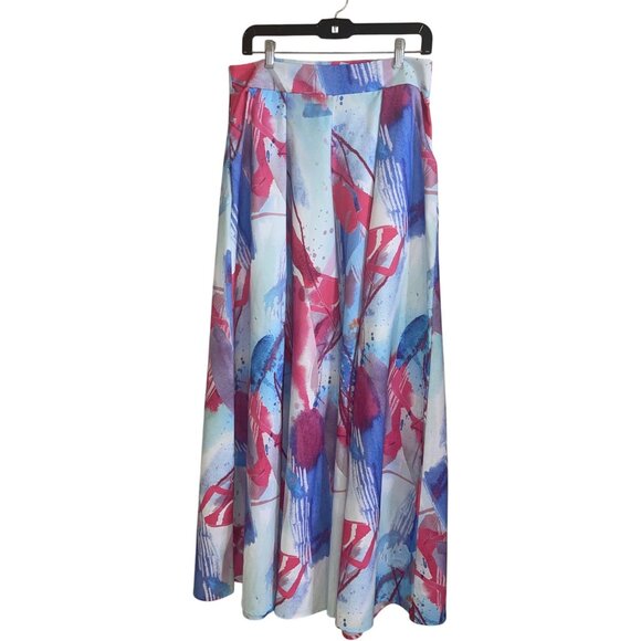 Nylon Apparel Womens Pants Trousers Size Large Multicolor Wide Leg Abstract New - Picture 12 of 12